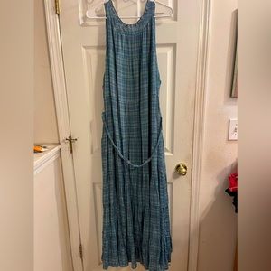 Torrid Dress Size 3. Ankle length. Blue plaid, tie waist, pockets